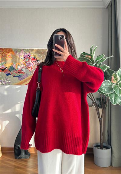 Airi Oversize Vintage Kazak Kırmızı