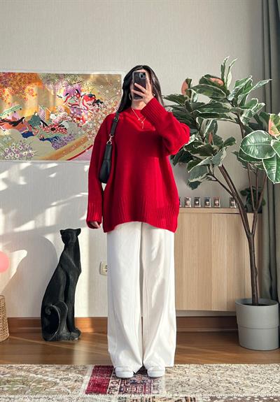 Airi Oversize Vintage Kazak Kırmızı