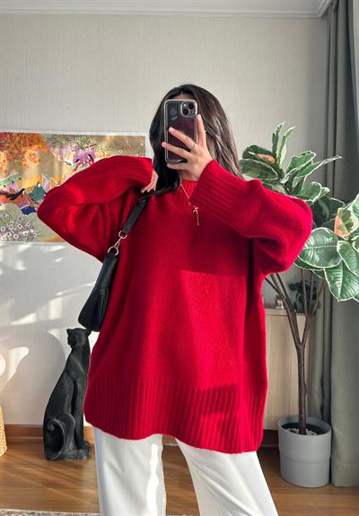 Airi Oversize Vintage Kazak Kırmızı