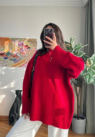 Airi Oversize Vintage Kazak Kırmızı