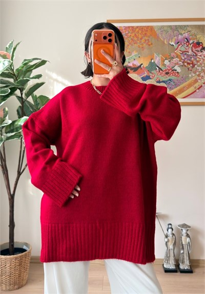 Airi Oversize Vintage Kazak Kırmızı