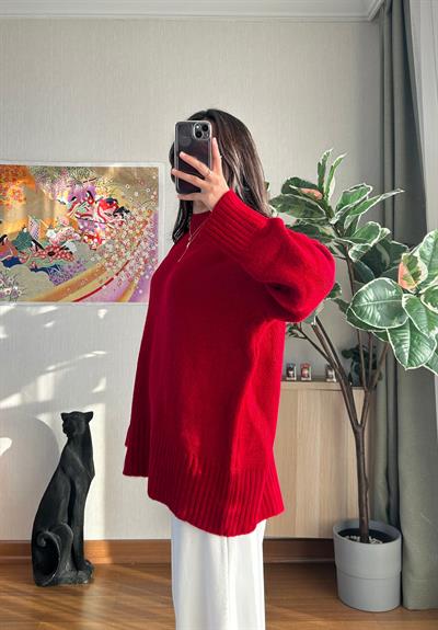 Airi Oversize Vintage Kazak Kırmızı