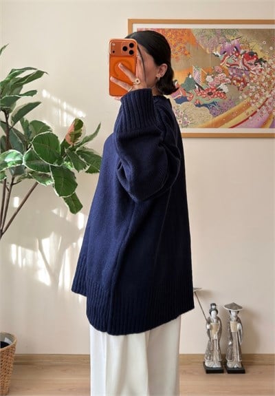 Airi Oversize Vintage Kazak Lacivert