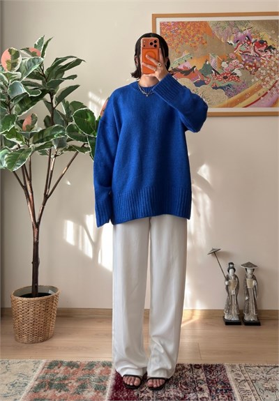 Airi Oversize Vintage Kazak Saks Mavisi