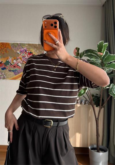 Asana Şeritli Basic T-Shirt