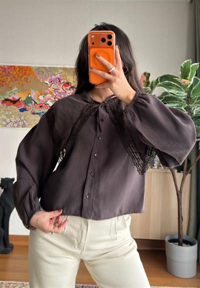 Ayami Bebe Yaka Gömlek Kahve