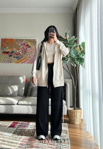 Ayane Fermuarlı Sweatshirt Bej