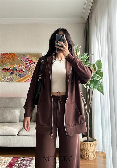 Ayane Fermuarlı Sweatshirt Kahve