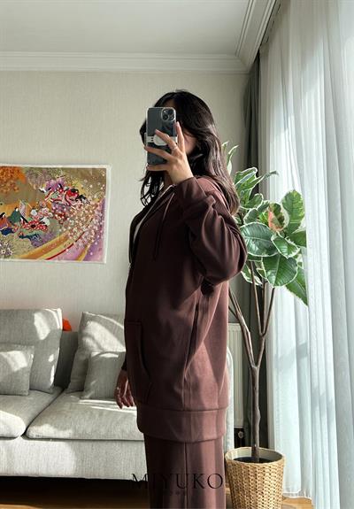 Ayane Fermuarlı Sweatshirt Kahve