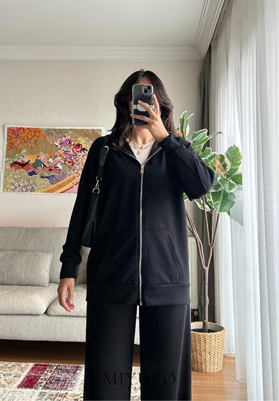 Ayane Fermuarlı Sweatshirt Siyah