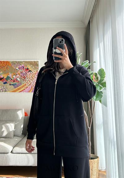 Ayane Fermuarlı Sweatshirt Siyah