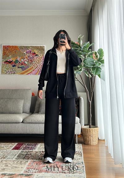 Ayane Fermuarlı Sweatshirt Siyah