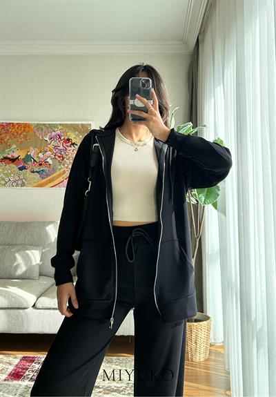 Ayane Fermuarlı Sweatshirt Siyah