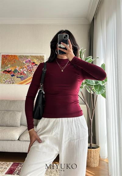 Ayano Balıkçı Yaka Viskon Body Bordo