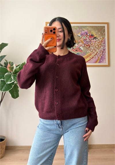 Basic Yumoş Hırka Bordo