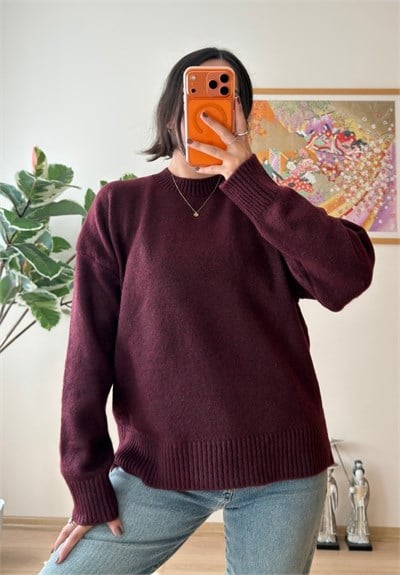 Basic Yumoş Pinterest Kazak Bordo