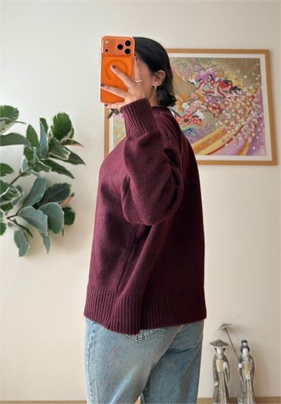 Basic Yumoş Pinterest Kazak Bordo