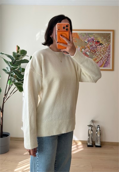Basic Yumoş Pinterest Kazak Ekru