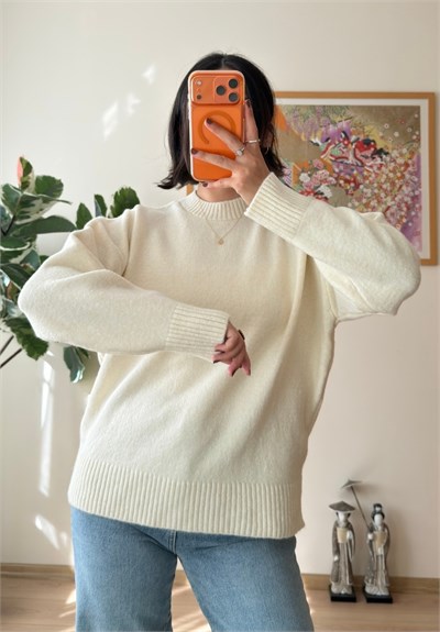 Basic Yumoş Pinterest Kazak Ekru