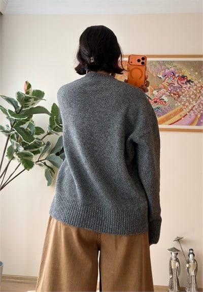 Basic Yumoş Pinterest Kazak Gri