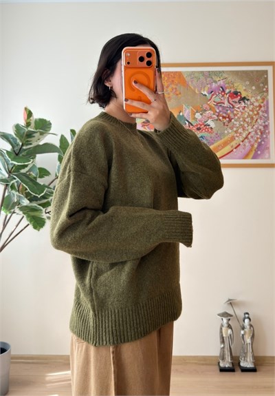 Basic Yumoş Pinterest Kazak Haki