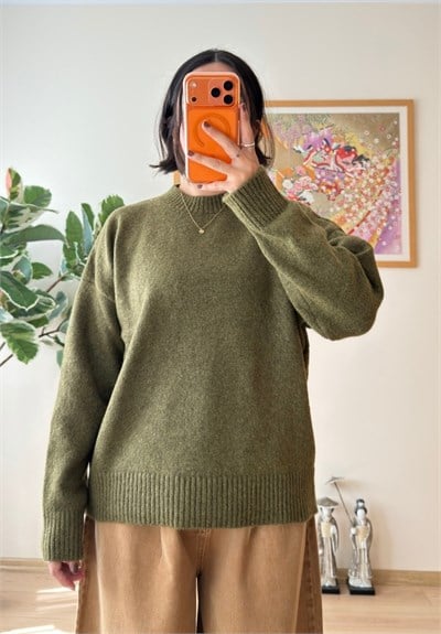 Basic Yumoş Pinterest Kazak Haki