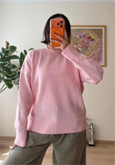 Basic Yumoş Pinterest Kazak Pembe