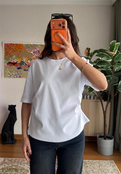 Chisaki Büzgülü T-Shirt Beyaz