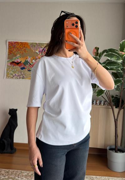 Chisaki Büzgülü T-Shirt Beyaz