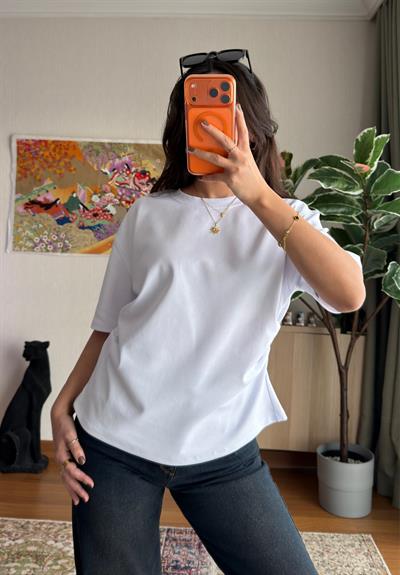 Chisaki Büzgülü T-Shirt Beyaz