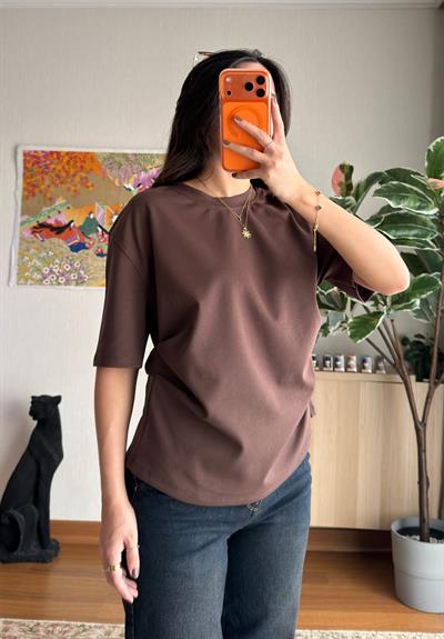 Chisaki Büzgülü T-Shirt Kahve
