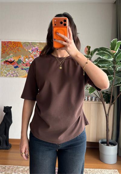 Chisaki Büzgülü T-Shirt Kahve