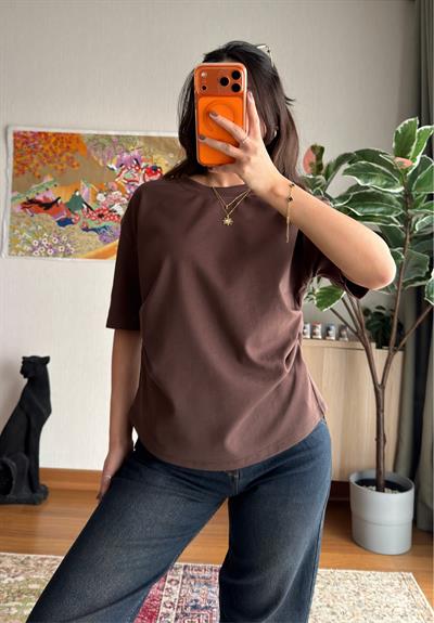 Chisaki Büzgülü T-Shirt Kahve