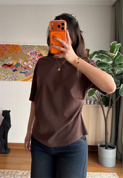 Chisaki Büzgülü T-Shirt Kahve