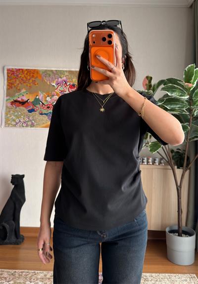Chisaki Büzgülü T-Shirt Siyah