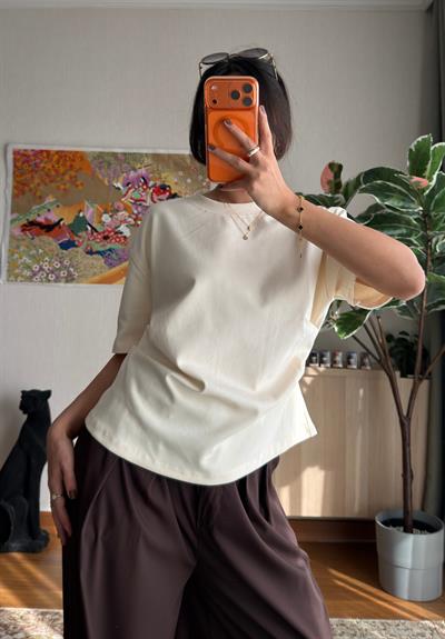 Chisaki Büzgülü T-Shirt Soft-Sarı