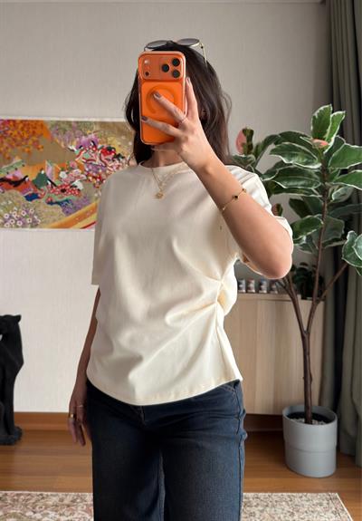 Chisaki Büzgülü T-Shirt Soft-Sarı
