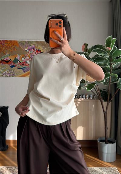 Chisaki Büzgülü T-Shirt Soft-Sarı