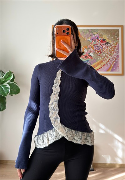 Dantel Detaylı Pinterest Bluz 