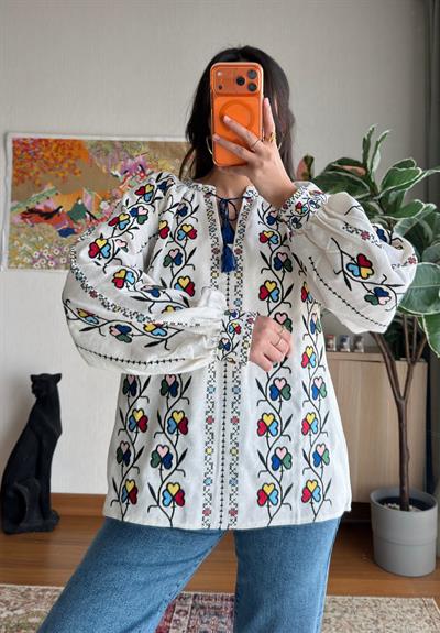 Eimi Renkli Nakış Detaylı Bluz 