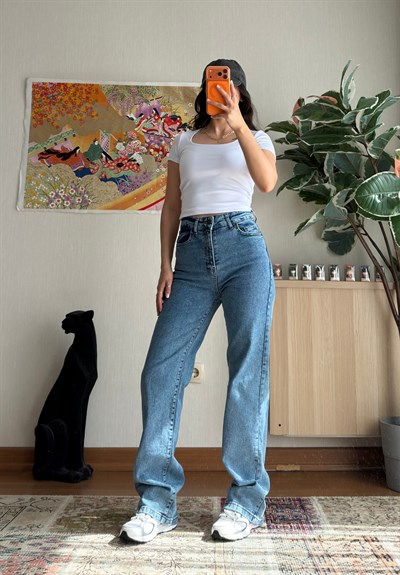 Emari Yüksek Bel Mavi Jean 