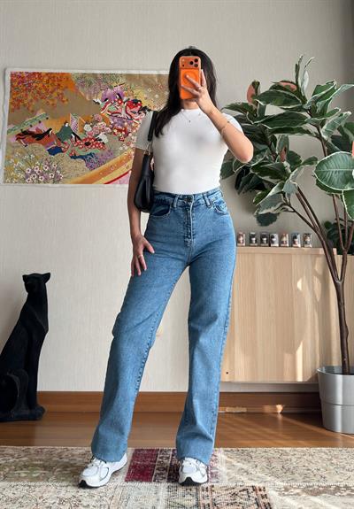 Emari Yüksek Bel Mavi Jean 
