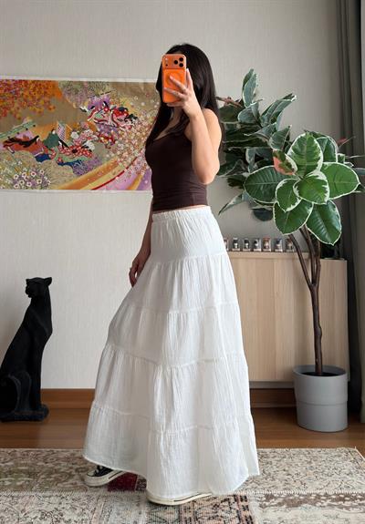 Pinterest Katlı Müslin Etek Beyaz