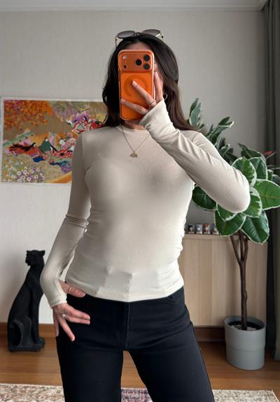 Ginka Taşlı Body Bej