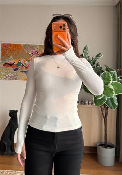 Ginka Taşlı Body Ekru
