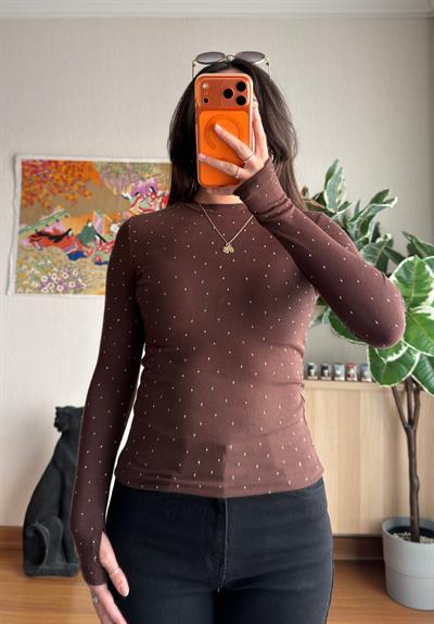 Ginka Taşlı Body Kahve