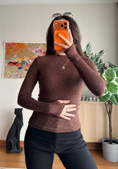 Ginka Taşlı Body Kahve