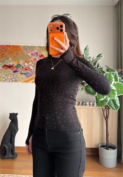 Ginka Taşlı Body Siyah