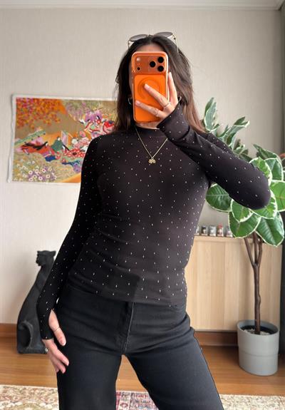 Ginka Taşlı Body Siyah
