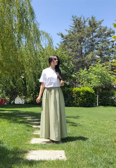 Hakama Gabardin Uzun Etek Ç.Yeşili
